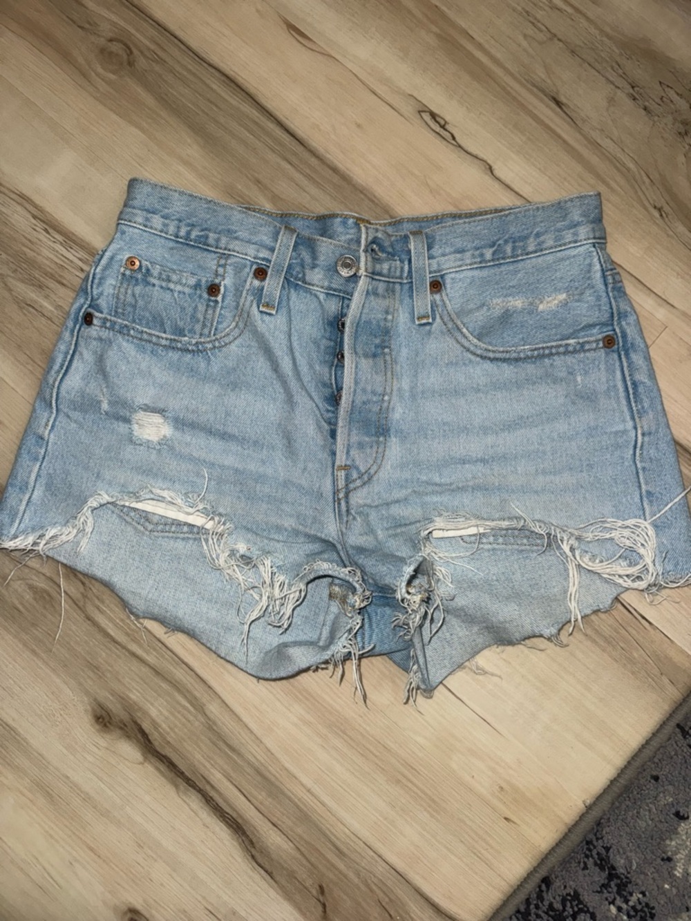 Levi’s Light Blue Distressed Denim Women's Shorts